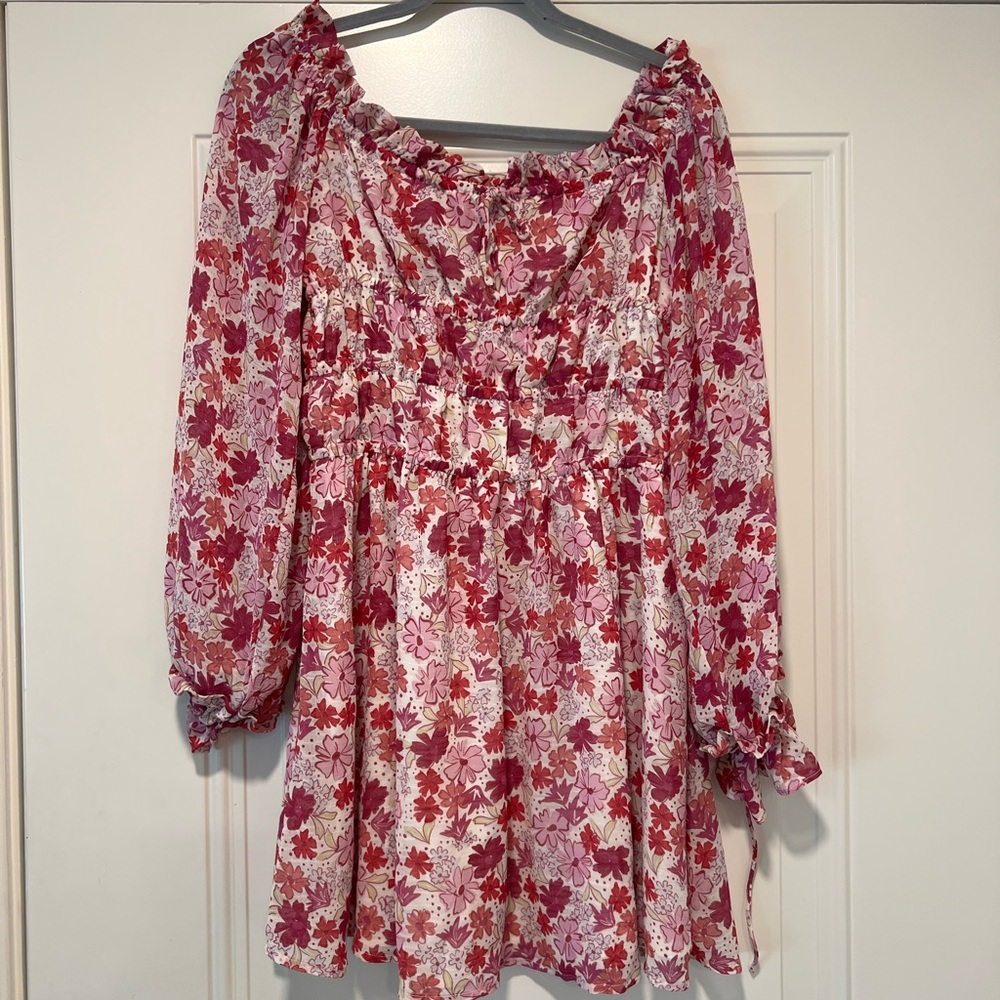 Sabo Skirt Pink & Red Floral Mini Dress